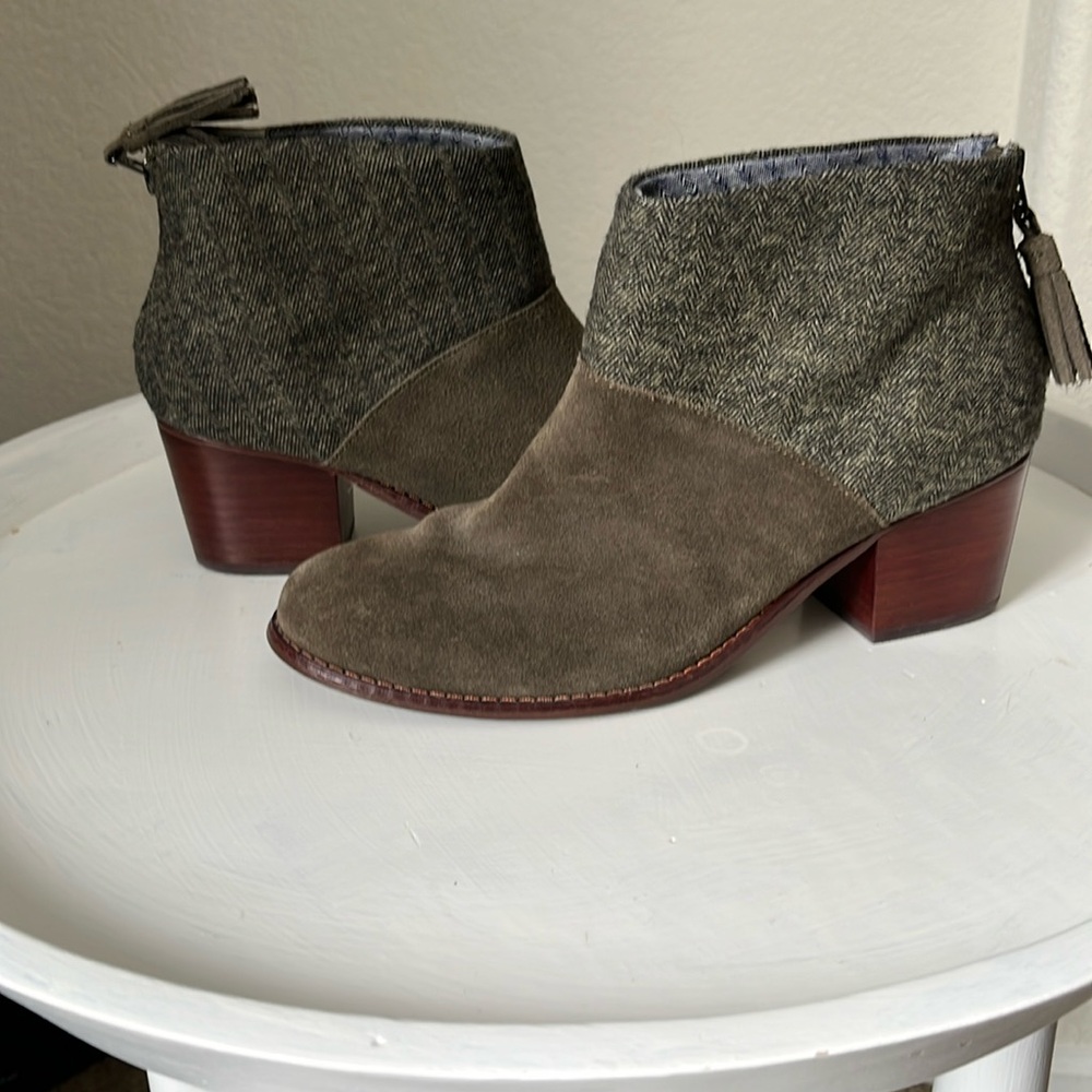 TOMS suede and tweed booties 8.5